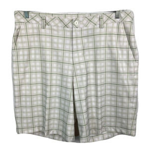 Bolle Shorts Mens Sz 36 White Gray Windowpane Plaid‎ Golf Tech Stretch Pockets